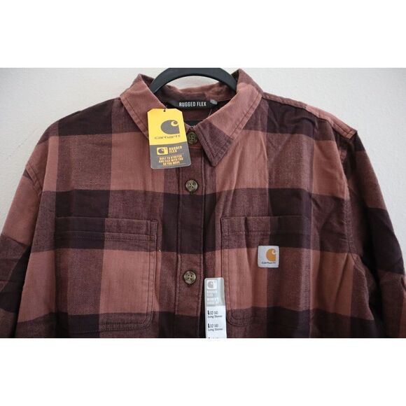Carhartt Women's Sz L (12-14) Rugged Flex Loose Fit Midweight L/S Flannel Shirt - Picture 3 of 10